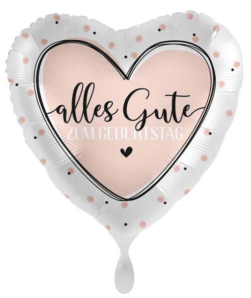 Folienballon - Alles Gute zum Geburtstag, Herz rosa - ø 43cm